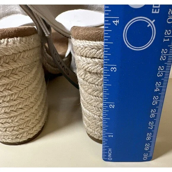 Toms Majorca Platform Espadrille Casual Block Heel Sandals White Canvas Sz 10 - Picture 5 of 12